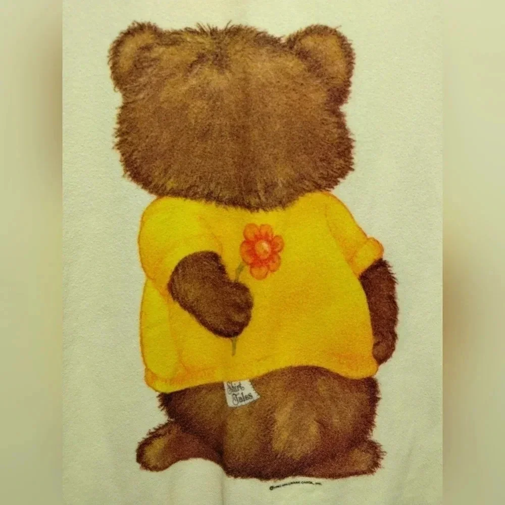 Hallmark Shirt Tales Nightgown for Girls  Yellow Fuzzy Bear Cutesy‎ 80s Vintage